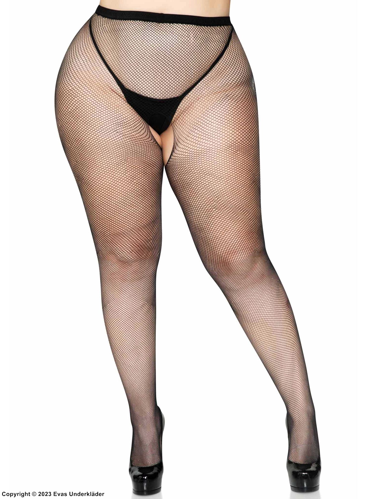 Strumpfhose, Netz, offener Schritt, Plus Size